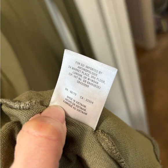 Deletta Anthropologie Green V-neck Long Sleeve Tunic Mini Dress Size XL - Picture 7 of 8